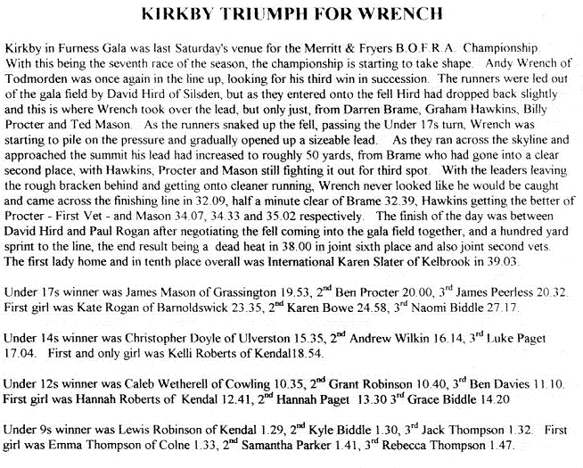 Kirkby Gala News Report 1999